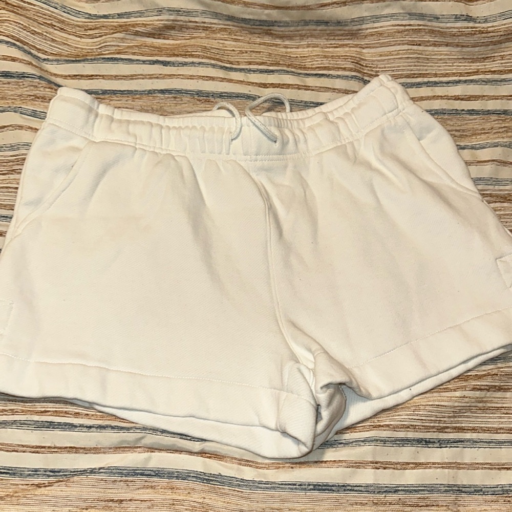 Women white jogger shorts